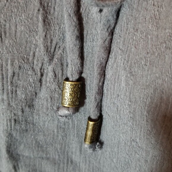 Knox Rose Womens Crinkle Lace Trim Peasant Boho Blouse Top Dark Gray Size XXL - Picture 9 of 11